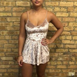 Pink velour romper